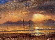 Albert Bierstadt Sunset over a Mountain Lake oil painting